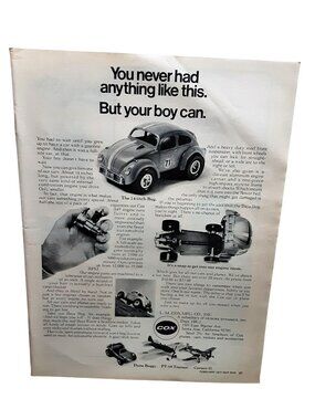 1971 Cox Baja Bug Toy Car Vintage Print Ad Volkswagen Beetle RC Style